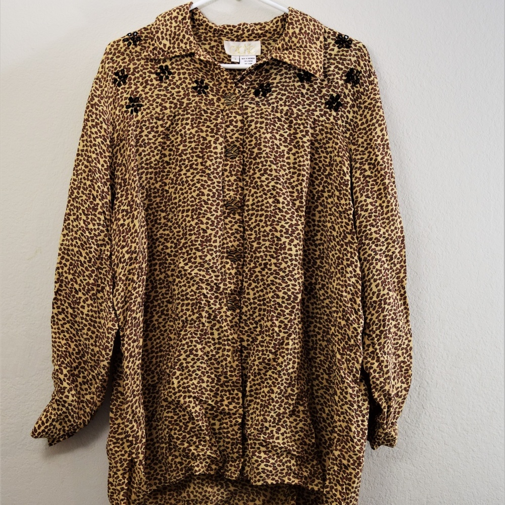 Cache Animal Print Brown Blouse